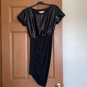 BCBG Sequin top black short sleeves mini dress